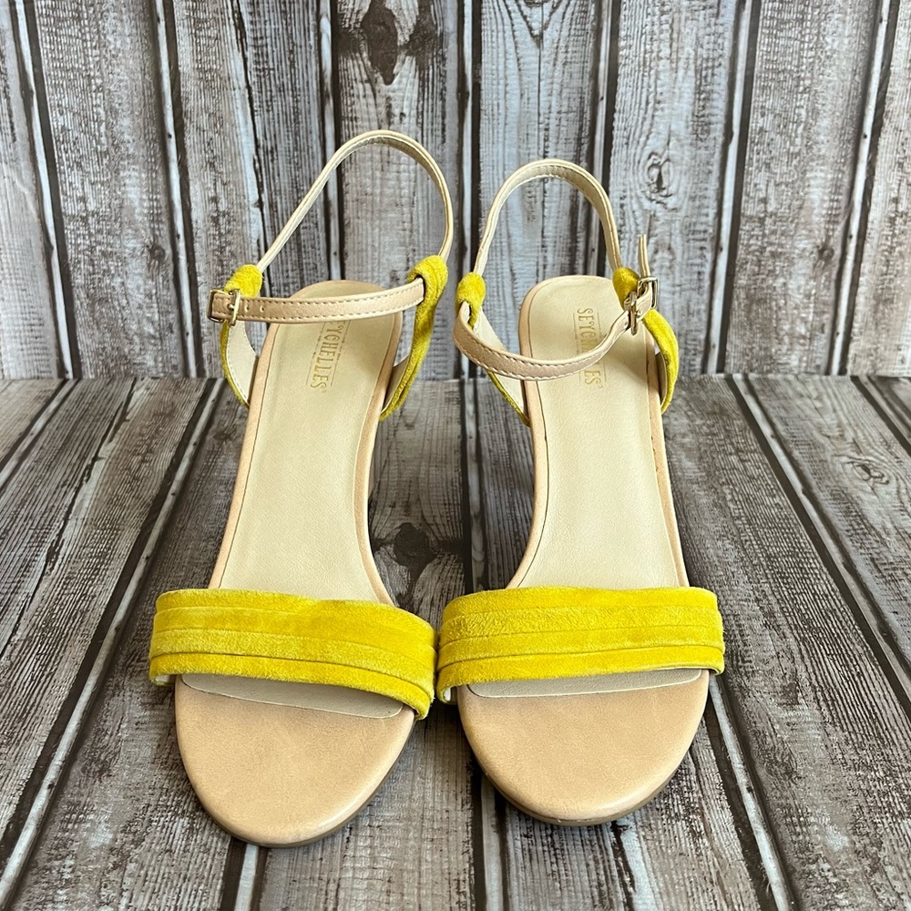 Seychelles Prime Yellow and Nude Leather Heels NWOT - Picture 4 of 10